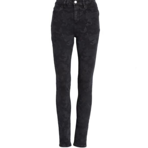 FREE PEOPLE Long Lean Black Subdued Camo High Waist Rise Jeans Skinny 27 Gorp - Picture 15 of 15